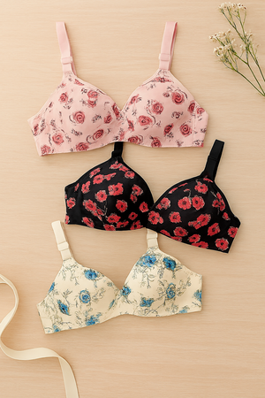 Printed Soft Cotton Padded Bra - Smart Essential