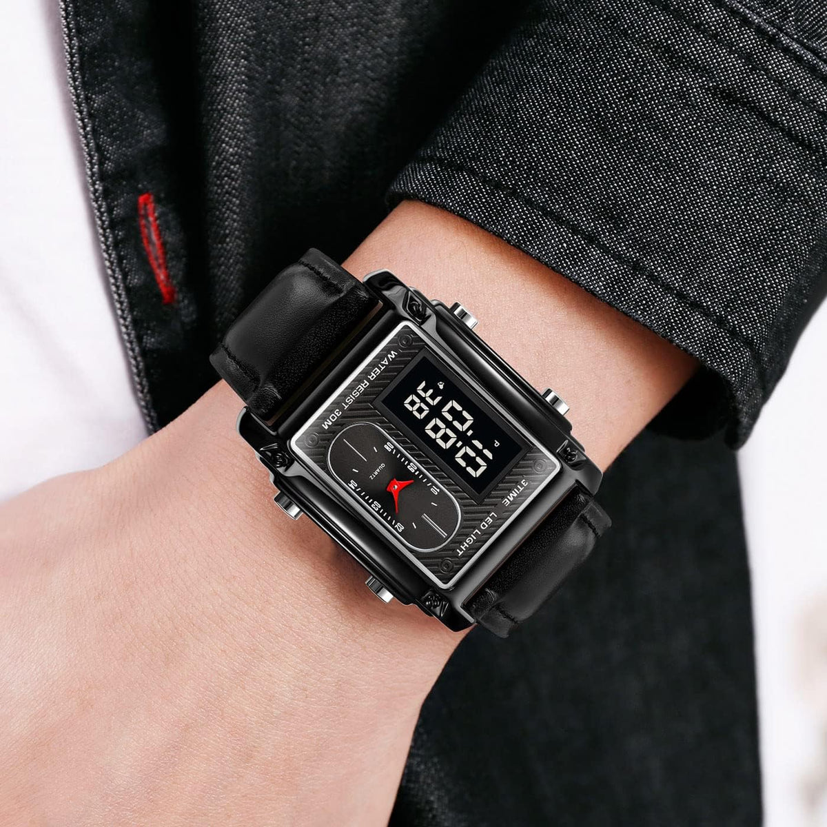 Original Skmei 1868 Boys New Style Design Famous Watch Digital Analog Mens Wrist Watches for Men Luxury Watch - Without Box - Black With Golden Case - Smart Essential