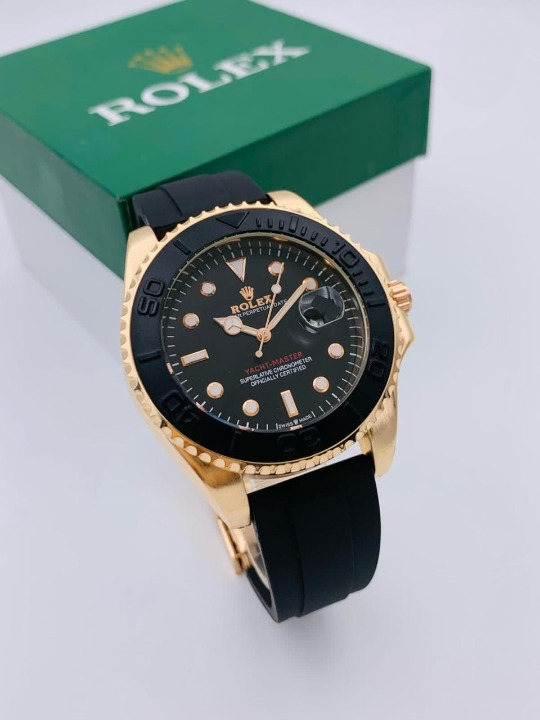 ( Golden ) Rolex Stylish Watch for Men Adjustable Rubber Strap | Heavy Master Lock | Steel Buzzle Working - Without Box - Smart Essential