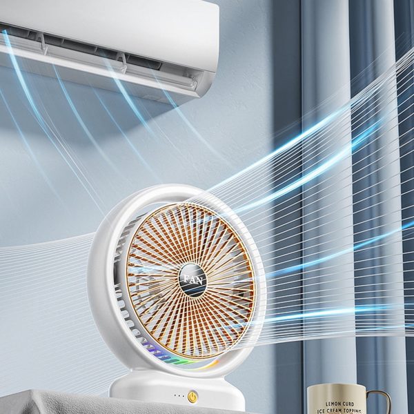 Desktop Fan Rechargeable, Mini Table Fan, Powerful Electric Fan With Adjustable Wind Speeds, Portable Usb Fan For Home Office And Outdoors | Three-speed Mini Desktop Fan With Colorful Led Li - Smart Essential