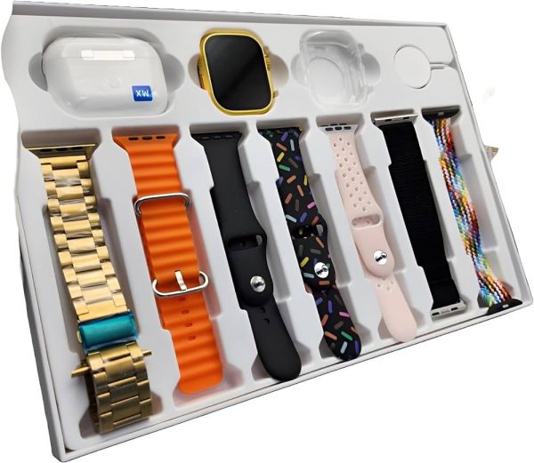 i20 Ultra MAX Smart Watch | Premium Quality | 2.3 '' Big Display Screen | Airpods & 7 Straps in Box | 10 in 1 (Random color) - Smart Essential