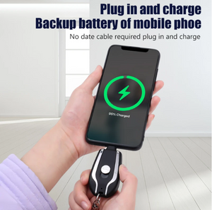 1500Mah Portable Keychain Power Bank With Telescopic Plug Design And One Button Shrink Feature For iPhone - Without Cable | (Random Colour) - Smart Essential