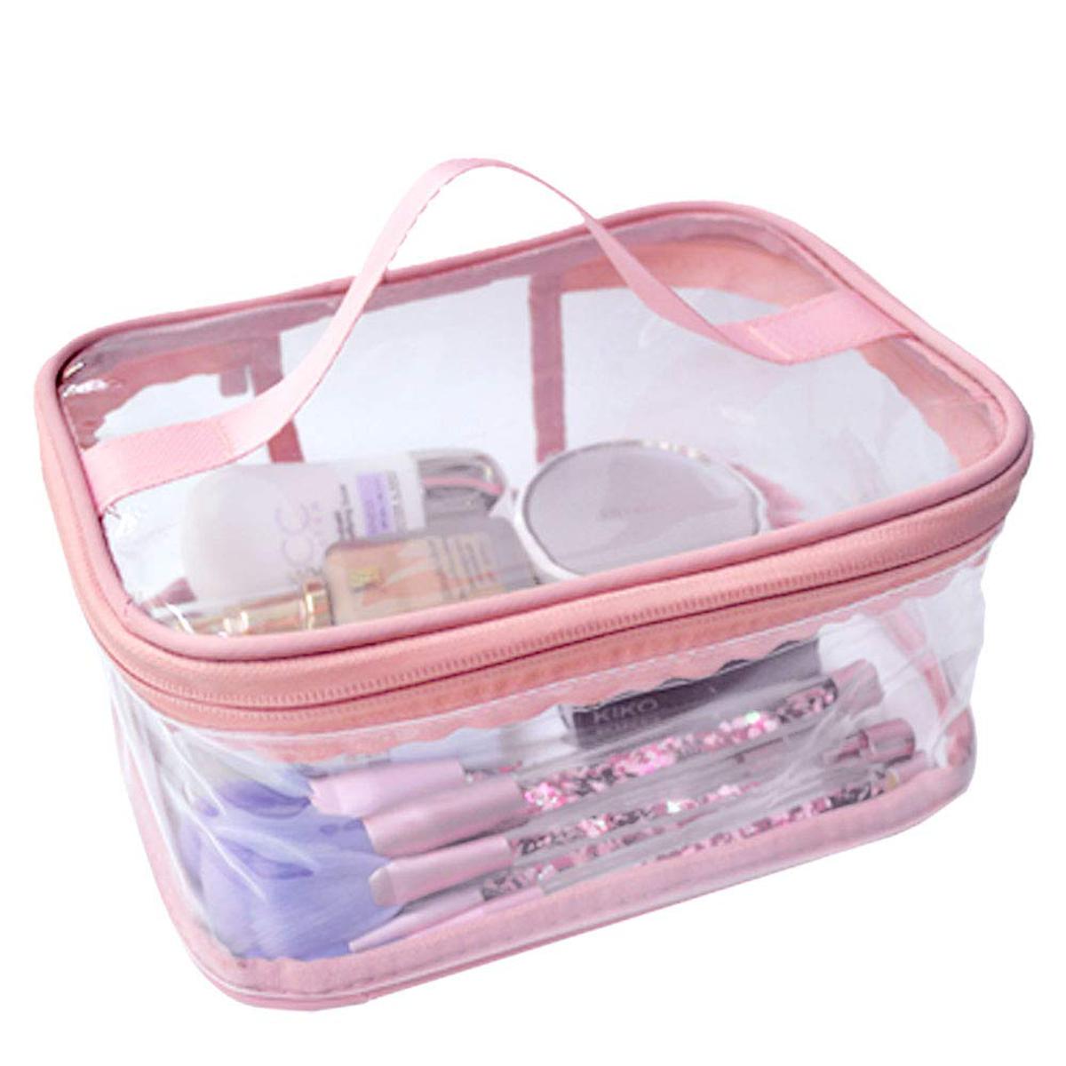New Cosmetic Portable Makeup Pouch Waterproof Travel Hanging Organizer Bag Transparent Pvc Bathroom Cosmetic Bag Women Travel Zipper Makeup Cosmetic Organizer Vanity Box - Smart Essential