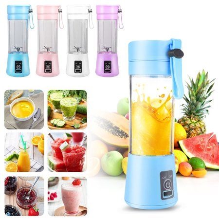 Rechargeable Portable Mini Juicer Blender – 6 Blades, 380ml Outdoor Juicing Cup [Random Color] - Smart Essential