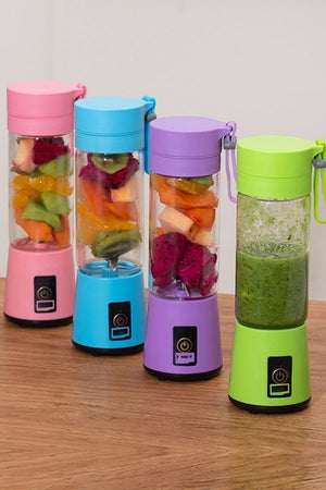 Rechargeable Portable Mini Juicer Blender – 6 Blades, 380ml Outdoor Juicing Cup [Random Color] - Smart Essential