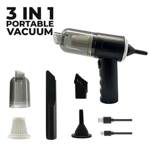 3-in-1 Portable Handheld Cordless Vacuum Cleaner | High Power Suction & Air Blower | USB Rechargeable Mini Vacuum for Car, Home & Keyboard - Smart Essential