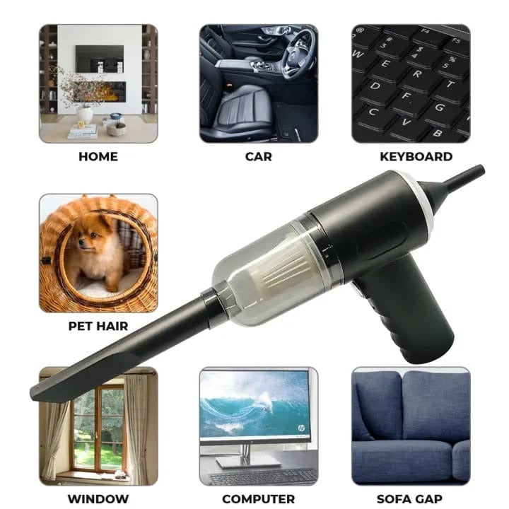 3-in-1 Portable Handheld Cordless Vacuum Cleaner | High Power Suction & Air Blower | USB Rechargeable Mini Vacuum for Car, Home & Keyboard - Smart Essential
