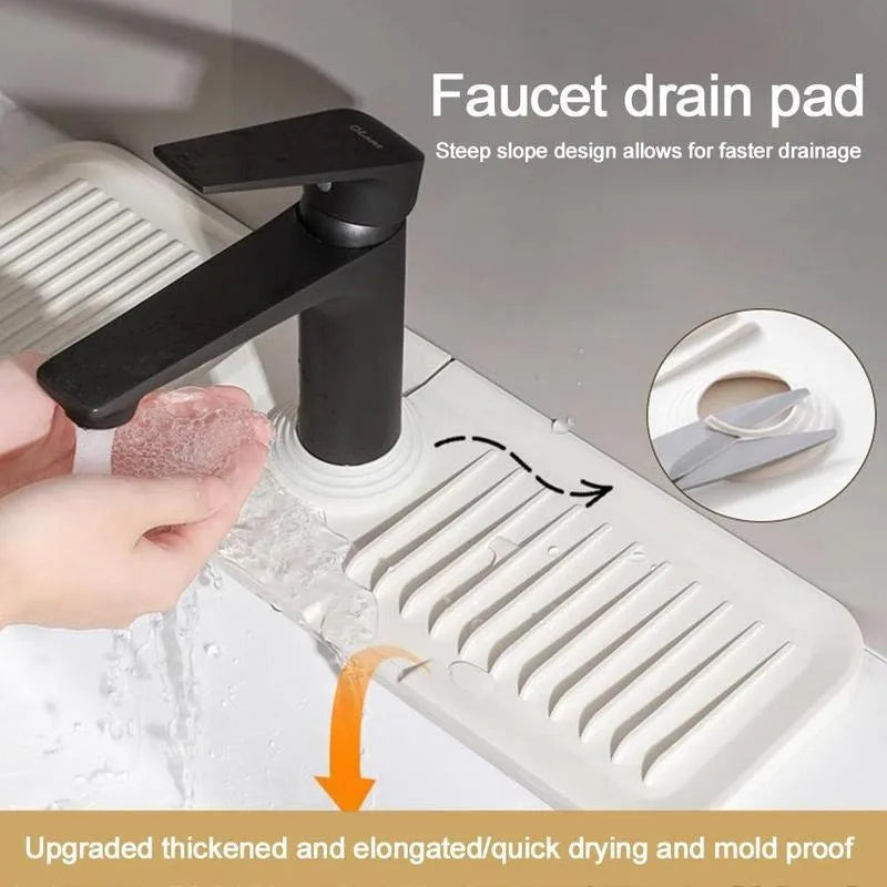 Sink Faucet Mat | Faucet Absorbent Mat Silicon Kitchen Sink Splash Guard Drain Pad | Soap Holder - Smart Essential