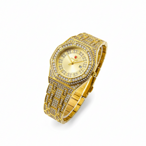 Luxury Gold Diamond-Studded Wrist Watch – Premium Designer Style Quartz Watch for Men & Women (Without Box) - Smart Essential