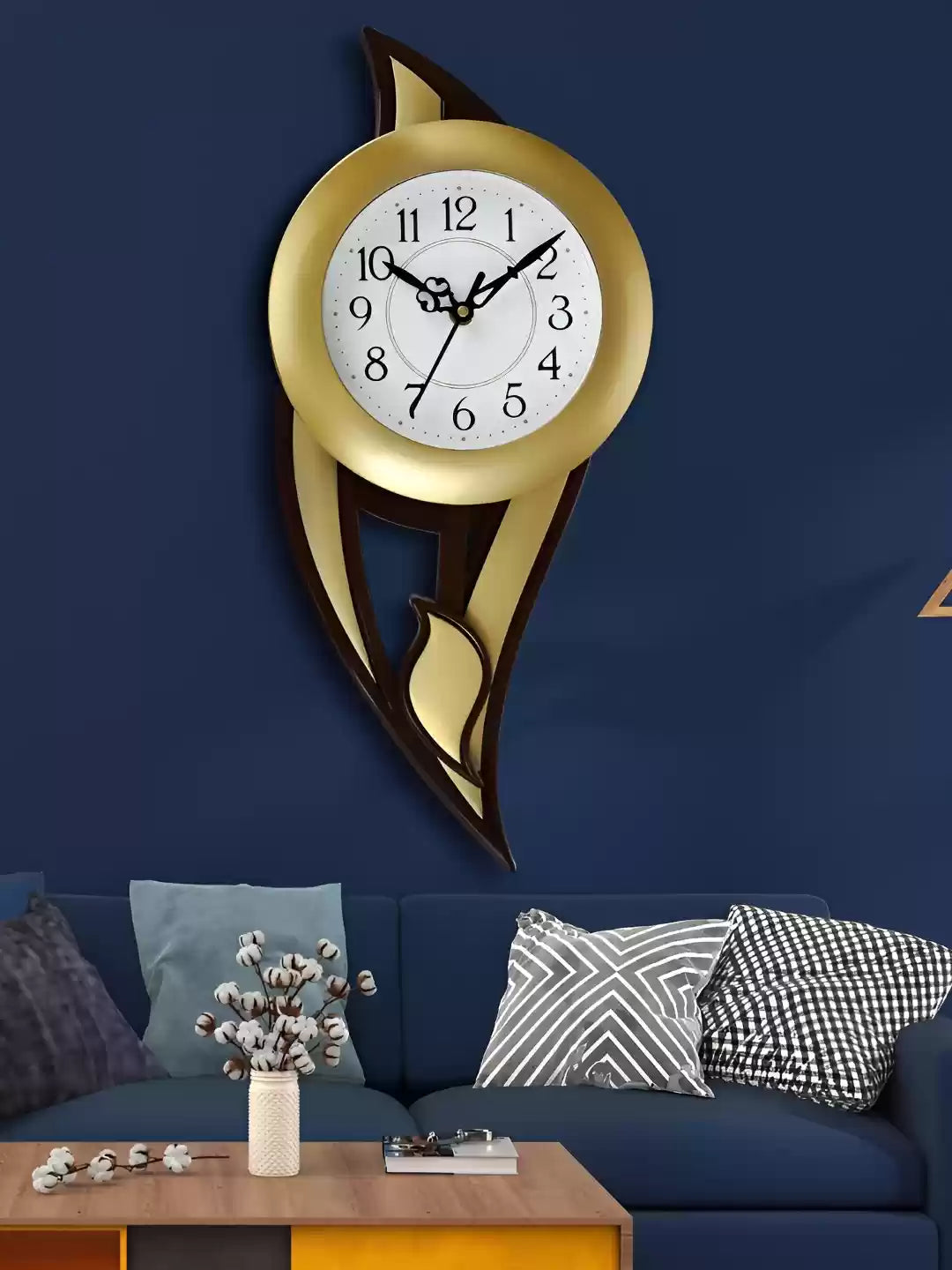 Buy Attractionz Gold-Toned Round Analogue Pendulum Wall Clock - Clocks for Unisex - Smart Essential