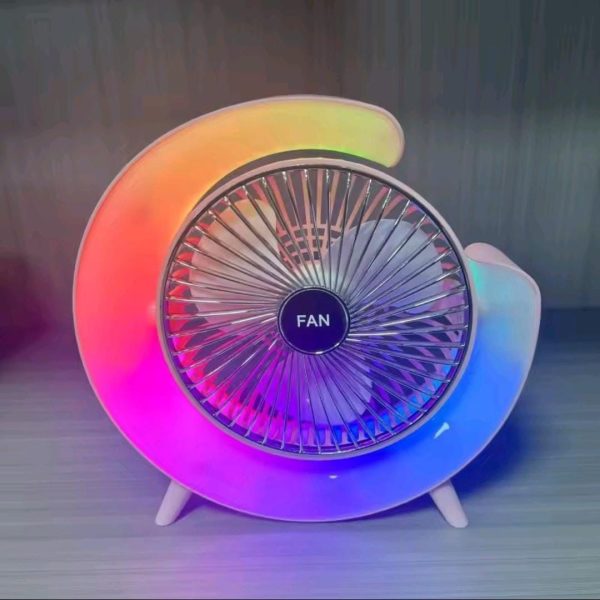 7 Colors Led Atmosphere Light Mini Electric Fan Portable Table Fan Quiet Usb Rechargeable Fan 3 Speeds 180°adjustable Fan - Smart Essential