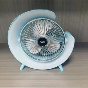 7 Colors Led Atmosphere Light Mini Electric Fan Portable Table Fan Quiet Usb Rechargeable Fan 3 Speeds 180°adjustable Fan - Smart Essential