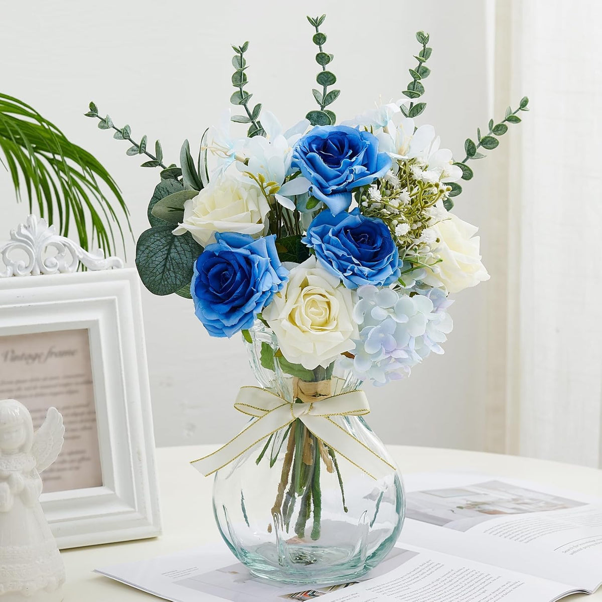 Fake Flowers Artificial Blue White Roses Flower with Pakistan | Ubuy120 - Smart Essential