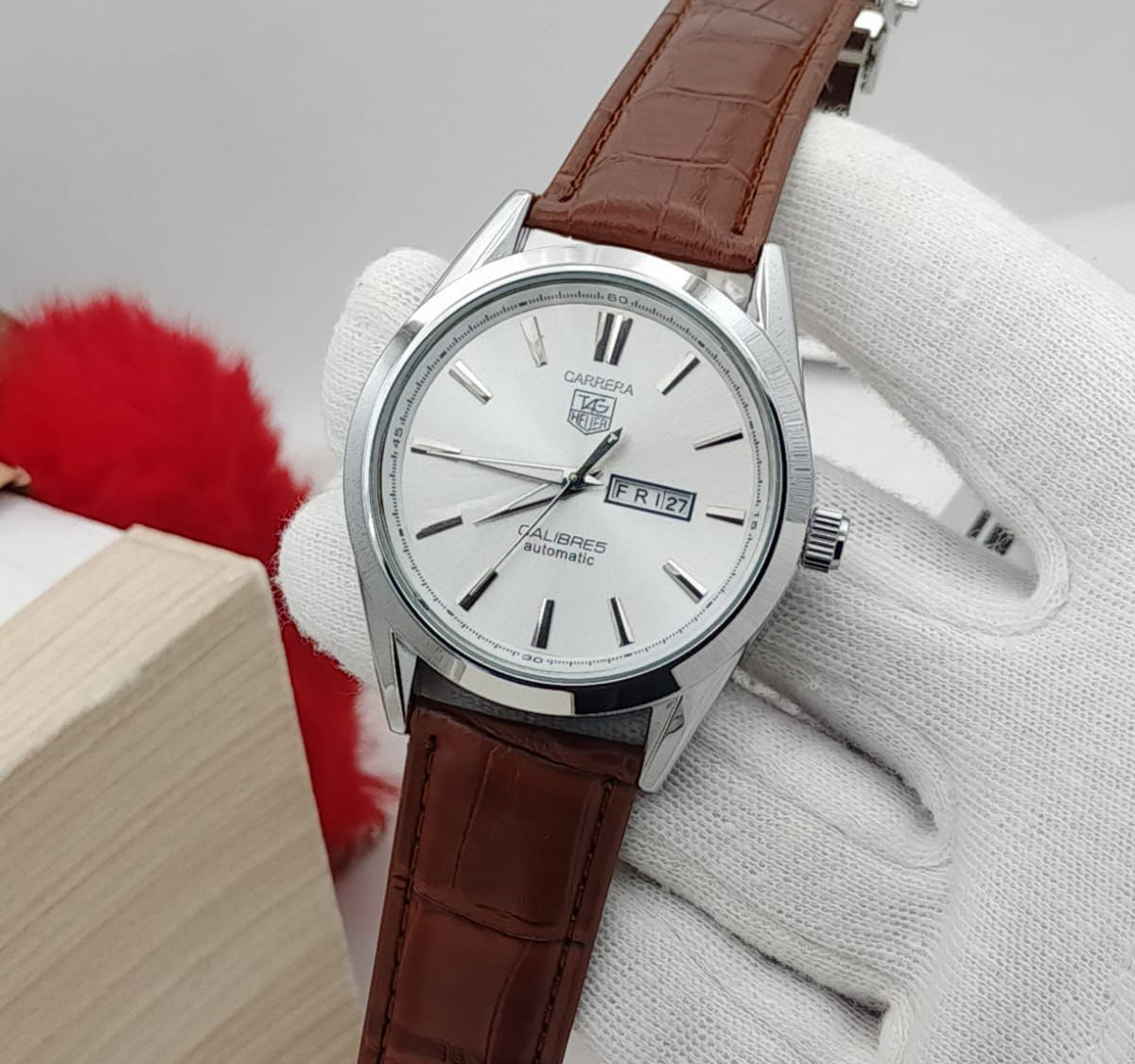 Carrera Calibre 5 - Luxury Swiss Watch With Leather Strap Mens Watch Wrist Watch | Best Quality Men Watch | Best Quality Analog Watch For Men - Without Box - Smart Essential