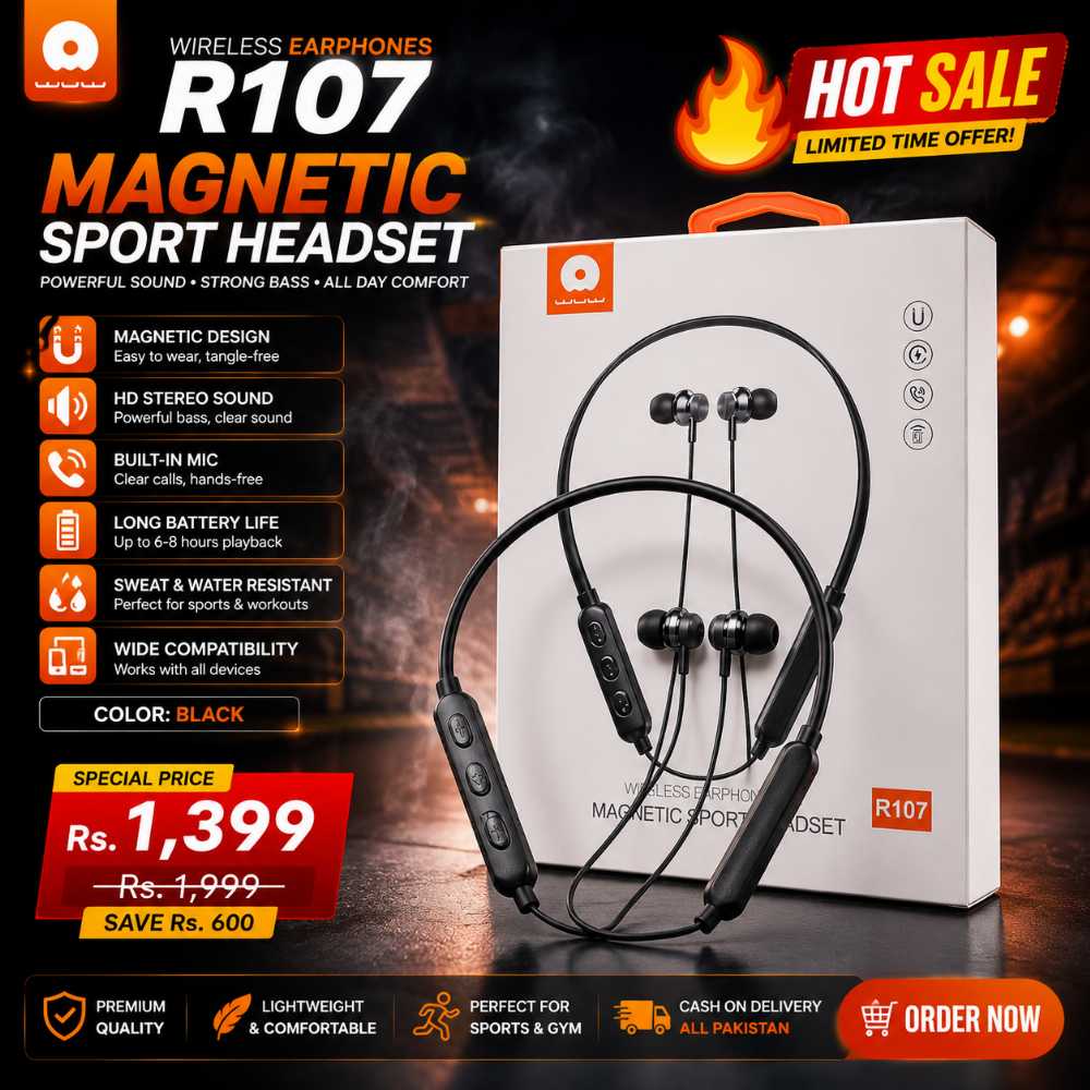 WUW R107 Magnetic Sport Headset Wireless Bluetooth Earphones - Smart Essential