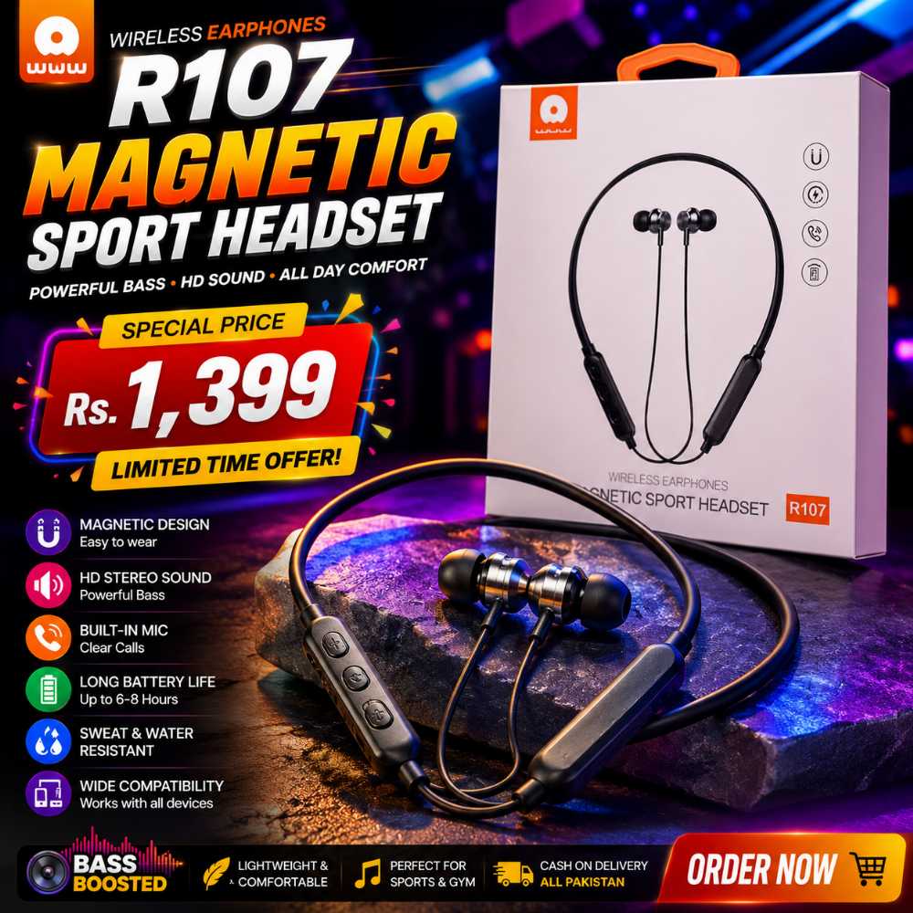 WUW R107 Magnetic Sport Headset Wireless Bluetooth Earphones - Smart Essential