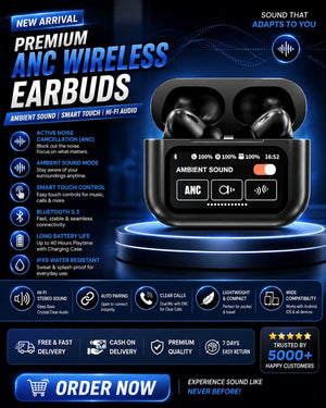 A9 Pro Wireless Earbuds Black Bluetooth 5.3 HD Stereo Sound TWS - Smart Essential