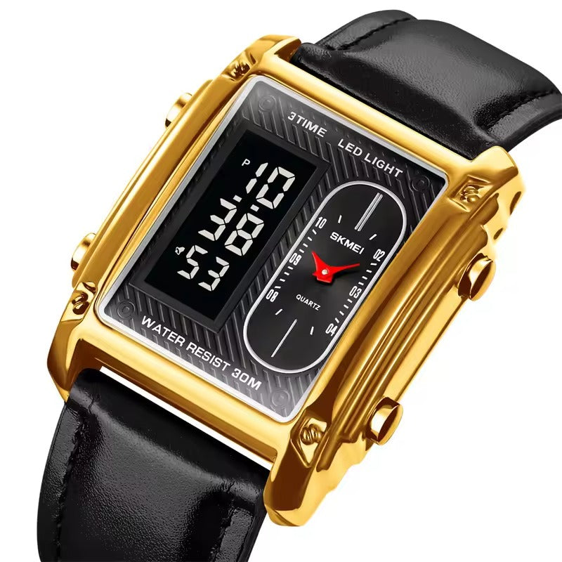 Original Skmei 1868 Boys New Style Design Famous Watch Digital Analog Mens Wrist Watches for Men Luxury Watch - Without Box - Black With Golden Case - Smart Essential