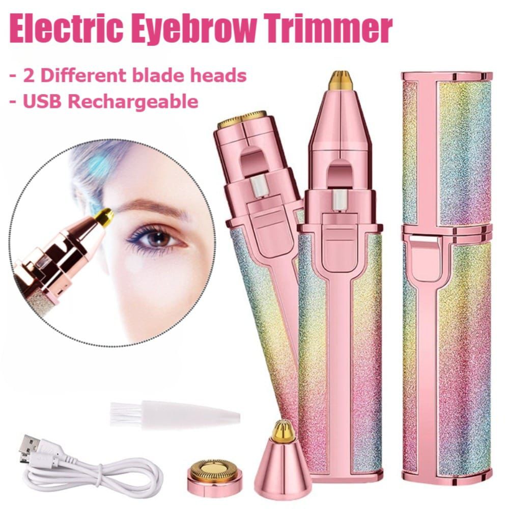 2 In 1 Electric Eyebrow Trimmer And Shaver | Flawless Hair Remover For Women | Painless Facial Hair Removal Device | Rechargeable Eyebrow Trimming Machine