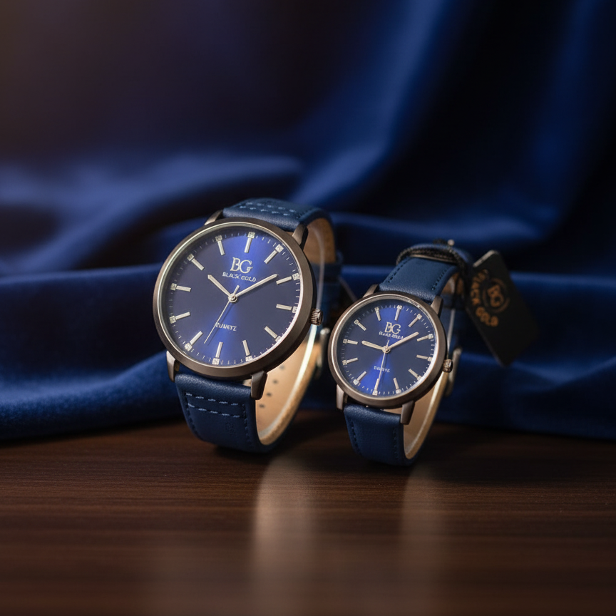 Pack of 2 BG Couple Watches | Matching Men’s & Women’s Stylish Wristwatches | Elegant Analog Timepiece Set for Couples & Gifting - Smart Essential
