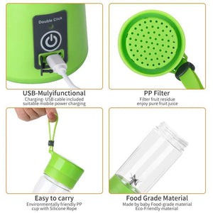 Juicer Blender 6 Blades USB Portable 380ml Mini Fruit Bottle Juicer Small Blender - Smart Essential