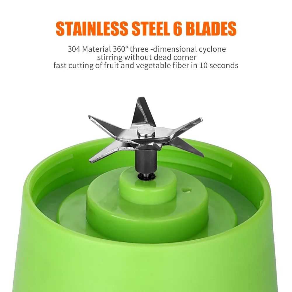 Juicer Blender 6 Blades USB Portable 380ml Mini Fruit Bottle Juicer Small Blender - Smart Essential